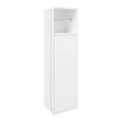 Recessed Toilet Paper Holder, 4 Tiers in Wall Toilet Paper Holder, 304 Stainless Steel Recessed Bathroom Cabinet Tissue Paper Storage Cabinet with Dispenser (White) - color: White