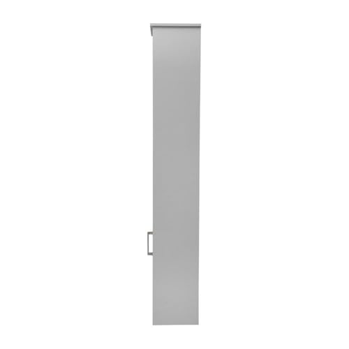 Pemberly Row Freestanding Linen Tower Storage Cabinet, 15"W x 9"D x 70"H, Gray Finish, Engineered Wood with Adjustable Shelves, Magnetic Door and Decorative Top, Slim Space-Saving Design for Bathroom
