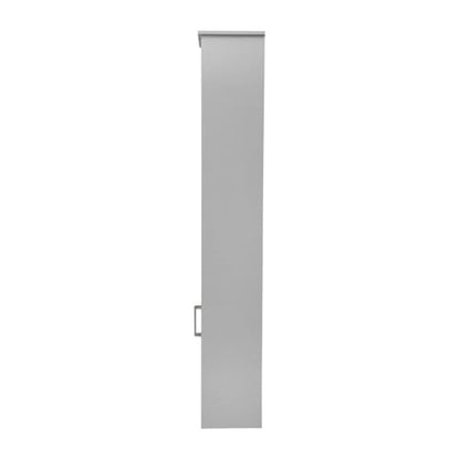 Pemberly Row Freestanding Linen Tower Storage Cabinet, 15"W x 9"D x 70"H, Gray Finish, Engineered Wood with Adjustable Shelves, Magnetic Door and Decorative Top, Slim Space-Saving Design for Bathroom