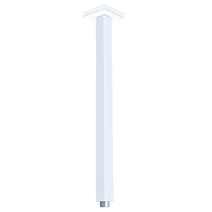 Chrome Shower Arm with Flange and Teflon Tape for High Ceiling or Fixed Rain Showerhead, Universal Connection 16-inch Square Straight Shower Head Extender Extension Pipe, 304 Stainless Steel - color: Chrome, style: 16inch