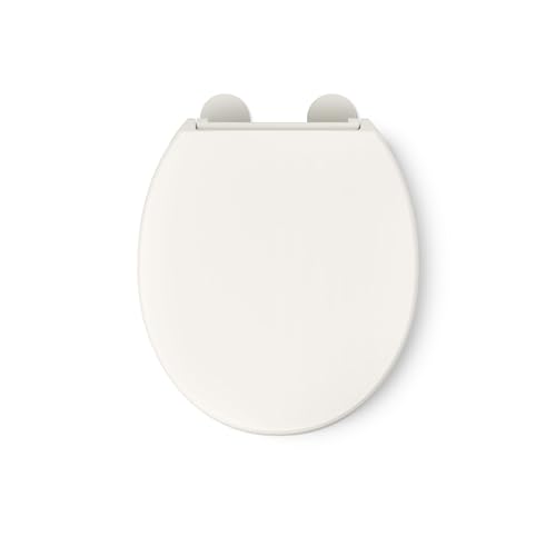 KOHLER 25876-96 Hyten 3" Height, Elevated Soft Close Round Toilet Seat, Contoured Seat with Grip-Tight Bumpers, Quick-Attach Hardware, Biscuit - color: Biscuit, size: Round