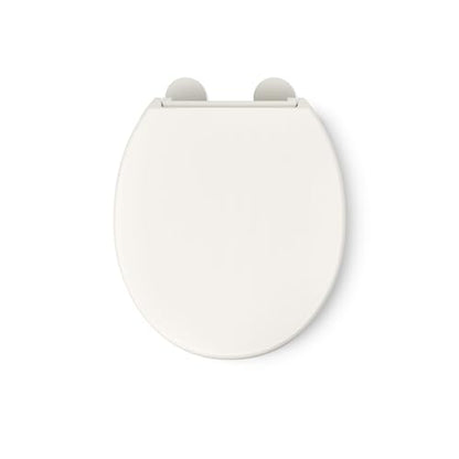 KOHLER 25876-96 Hyten 3" Height, Elevated Soft Close Round Toilet Seat, Contoured Seat with Grip-Tight Bumpers, Quick-Attach Hardware, Biscuit - color: Biscuit, size: Round