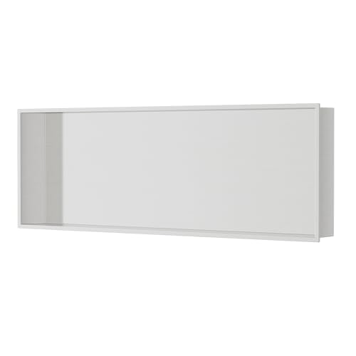 Stainless Steel Shower Niche 12" X 24",No Tile Needed | Brushed Nickel,Over Mount Installation,Recessed Shower Shelf for Bathroom Storage,Space Saving,Waterproof & Durable - color: Brushed Nickel, size: 24W × 12H with Single Shelf