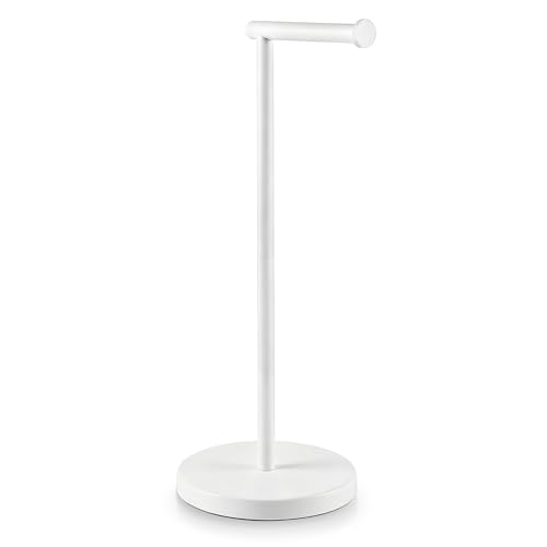 KES White Toilet Paper Holder Stand, Freestanding with Heavy Base | 304 Stainless Steel, Rustproof, 20.2-Inch Height, Anti-Slip Base, Fits All Rolls, Easy 1-Min Assembly - color: White, size: 20.2" H