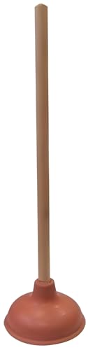 Bexter 19-Inch Toilet Plunger, Pack of 2 – Wooden Handle & Heavy-Duty Rubber Cup for Toilets, Sinks & Drains – Auburn