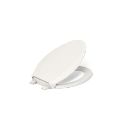 KOHLER K-7315-96 Cachet Quick-Release Elongated Toilet Seat, Quick Attach Hardware, Easy to Clean, Color-Matched Plastic Hinges, Biscuit - color: Biscuit, style: Elongated