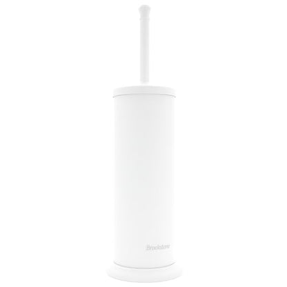 BROOKSTONE Toilet Brush and Holder Set for Bathroom with Splash Guard for Deep Cleaning, Compact and Space Saving Stylish Toilet Bowl Cleaners, White - color: White