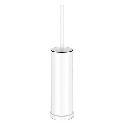 White Toilet Brush and Holder Set，Stainless Steel Heavy Duty Toilet Bowl Brush，Extra Long Handled Modern Toilet Cleaner Brush with Replaceable Head, Removable Inner Bowl, and Splash Protection - color: White, size: 1 Pack