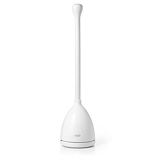 OXO Good Grips Toilet Plunger with Cover and Holder, White