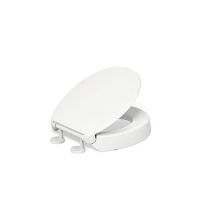 KOHLER 25876-0 Hyten 3" Height, Elevated Soft Close Round Toilet Seat, Contoured Seat with Grip-Tight Bumpers, Quick-Attach Hardware, White - color: White, size: Round
