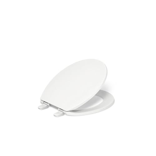KOHLER 20111-0 Brevia, Slow Close Toilet Seat, Round Toilet Seat, Grip-Tight Bumpers Quick-Attach Hardware, White (Pack of 2) - size: Round (Pack of 2)