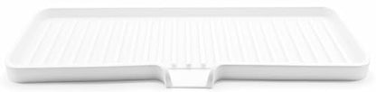 Silicone Soap Dish Tray and Sponge Holder with Drain Chute, Rectangular, Kitchen and Bathroom Sink Organizer (White, 12"x4") - color: White, size: (LG) 12"x4"