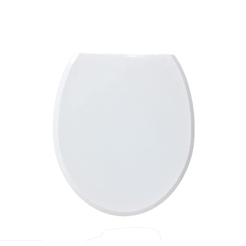 White Round Toilet Seat with Soft Close & Non-Slip Bumpers, Easy Installation, Quiet-Close Design, Fits Round Front Toilets