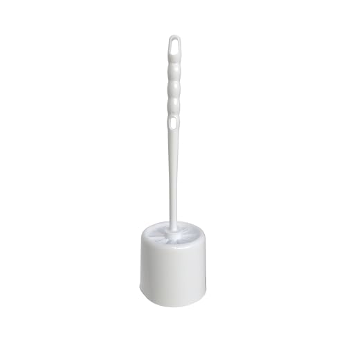 Sparta Toilet Bowl Brush with Caddy, 16 Inch, White | Flo-Pac, Polypropylene Bristles, Long Plastic Handle, Sanitary Storage Caddy