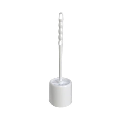 Sparta Toilet Bowl Brush with Caddy, 16 Inch, White | Flo-Pac, Polypropylene Bristles, Long Plastic Handle, Sanitary Storage Caddy