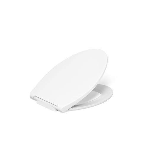 KOHLER K-30781-0 Willow Quiet-Close Elongated Toilet Seat Soft Close with Grip Tight Bumpers, Thermoset Plastic, White - style: Willow