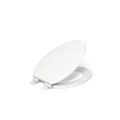 KOHLER 20454-0 Ridgewood Elongated Soft Close Toilet Seat, Quiet Close, Wood Toilet Seat, Home Essentials, White - color: White