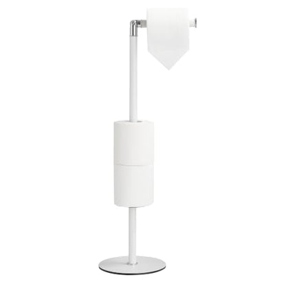 Black 3-Roll Tissue Holder, Weighted Base, Swivel Arm & Tray White - color: White