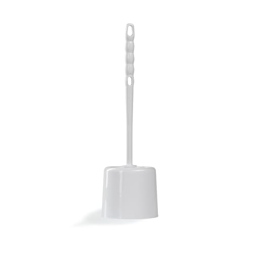 Sparta Toilet Bowl Brush with Caddy, 16 Inch, White | Flo-Pac, Polypropylene Bristles, Long Plastic Handle, Sanitary Storage Caddy