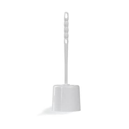 Sparta Toilet Bowl Brush with Caddy, 16 Inch, White | Flo-Pac, Polypropylene Bristles, Long Plastic Handle, Sanitary Storage Caddy