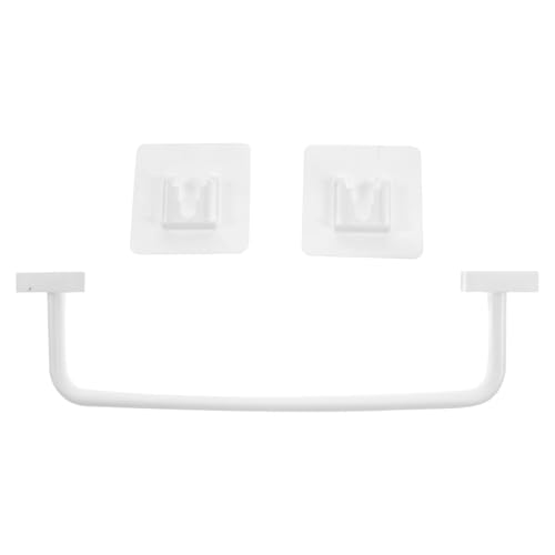 Amosfun 15.74 Inch Adhesive Bathroom Towel Rack No Drill Wall Mounted Towel Bar Holder with Suction Cups for Kitchen and Balcony Storage - color: White