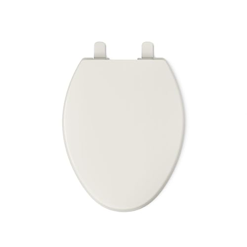 KOHLER K-4774-47 Brevia Elongated Toilet Seat with Quick-Release Hinges And Quick-Attach Hardware For Easy Clean, Almond - color: Almond, size: Elongated