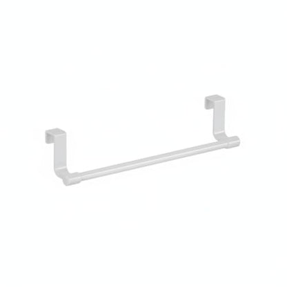 No-Drill Stainless Steel Cabinet Door Towel Bar, Over-the-Door Hanger for Kitchen & Bathroom Hand Towels, White
