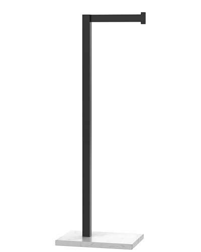 Free Standing Toilet Paper Holder Stand Matte Black Tissue Roll Holder | SUS 304 Stainless Steel Rustproof 22 Inch Rotating Bathroom Toilet Paper Stand for 4 Rolls with Marble Base by HOMEMYSTIQUE - color: Matte Black