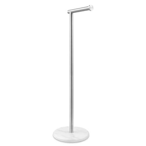 KES Freestanding Toilet Paper Holder 26" Tall, Marble Base Brushed Finish | 18/8 Stainless Steel, Anti-Slip Padded Base, No-Drill Assembly, Fits All Roll Sizes, 1-Min Setup - color: Brushed Steel, size: 26"H