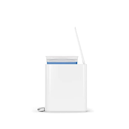 simplehuman Slim Step Can, 5L / 1.3 Gallon Compact Bathroom Trash Can, Liner Pocket®, Sleek Internal Hinge, 150,000-Step All-Steel Pedal, Lid Shox® Silent Close, White Steel - color: White, size: 5L
