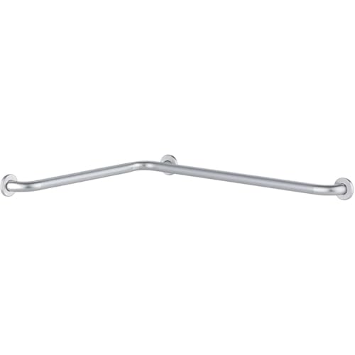 24" x 36" Satin Corner Grab Bar with Peened Grip - Two-Wall Mounted Stainless Steel Restroom Safety Rail, 1.5" Diameter, 250 lb. Capacity, Bathroom Support for Public & Commercial Use - size: 24" x 36"