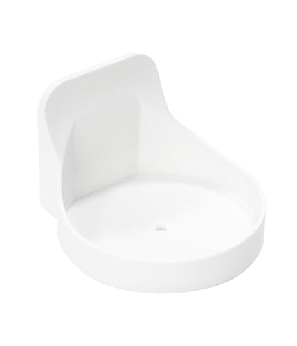 White No Drill Adhesive Wall Shelf, Round Plastic Cup Holder