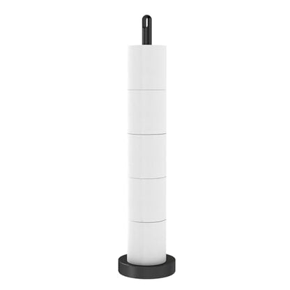 FEILERN Toilet Paper Holder Stand, Free Standing Heavy Weighted, Black | Tissue Paper Roll Storage with Reserve for Bathroom Countertop, Stainless Steel