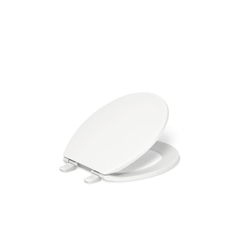 KOHLER K-4775-0 Brevia Round Toilet Seat with Quick-Release Hinges And Quick-Attach Hardware For Easy Clean, White - color: White, size: Round