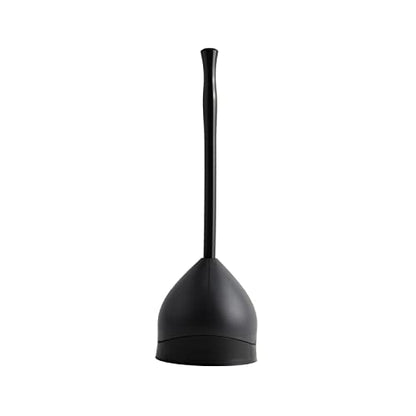 Casabella Toilet Plunger and Hideaway Caddy Combo for Bathrooms, 2-Piece Heavy-Duty Set, Black - size: 6.5" x 6.5" x 19.78" (Pack of 1), style: Hideaway Plunger