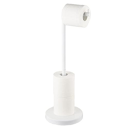 MARMOLUX ACC Free Standing Toilet Paper Holder Stand with Storage for 4 Rolls of Toilet Tissue for Bathroom, Stainless Steel Luxury Modern White Finished 1pc - color: White