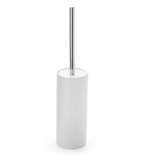 Matt White Ceramic Toilet Brush and Holder Set | Durable Bristles Non Scratch Toilet, Long Stainless Steel Handle, Freestanding Toilet Bowl Cleaners Brush - color: Matt White, size: Set/1