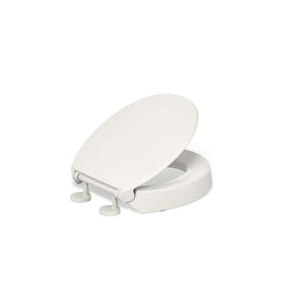 KOHLER 25876-96 Hyten 3" Height, Elevated Soft Close Round Toilet Seat, Contoured Seat with Grip-Tight Bumpers, Quick-Attach Hardware, Biscuit - color: Biscuit, size: Round