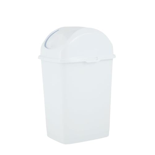 Superio Small 2.5 Gallon Plastic Trash Can with Swing Top Lid, Compact Slim Waste Bin for Under Desk, Office, Bedroom, Bathroom, Dorm Room, 10 Qt. Portable Garbage Can (White) - size: 2.5 Gallon, style: 1 Pack