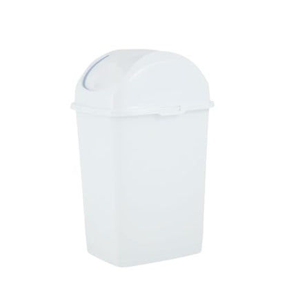 Superio Small 2.5 Gallon Plastic Trash Can with Swing Top Lid, Compact Slim Waste Bin for Under Desk, Office, Bedroom, Bathroom, Dorm Room, 10 Qt. Portable Garbage Can (White) - size: 2.5 Gallon, style: 1 Pack