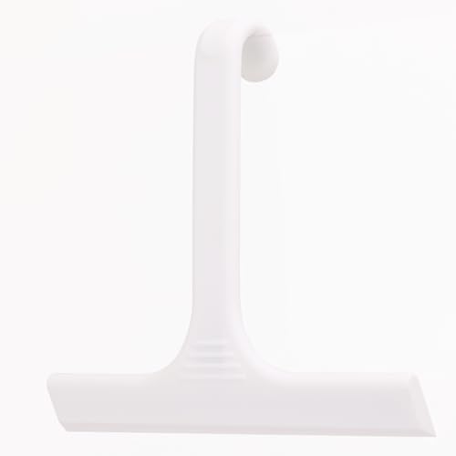 Silicone Shower Squeegee - All-in-One Design with Built-in Hook, 10 Inch Streak-Free Bathroom and car Cleaner for Glass Doors, Mirrors, Windows, Tiles White