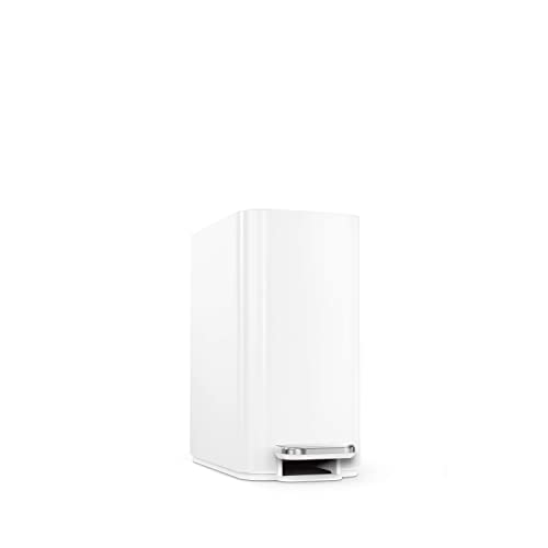 simplehuman Slim Step Can, 5L / 1.3 Gallon Compact Bathroom Trash Can, Liner Pocket®, Sleek Internal Hinge, 150,000-Step All-Steel Pedal, Lid Shox® Silent Close, White Steel - color: White, size: 5L