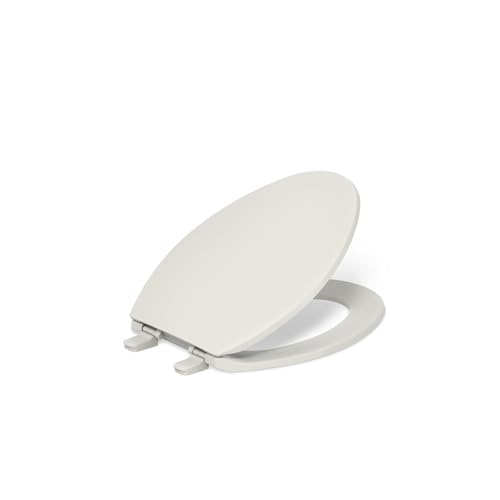 KOHLER K-4774-47 Brevia Elongated Toilet Seat with Quick-Release Hinges And Quick-Attach Hardware For Easy Clean, Almond - color: Almond, size: Elongated