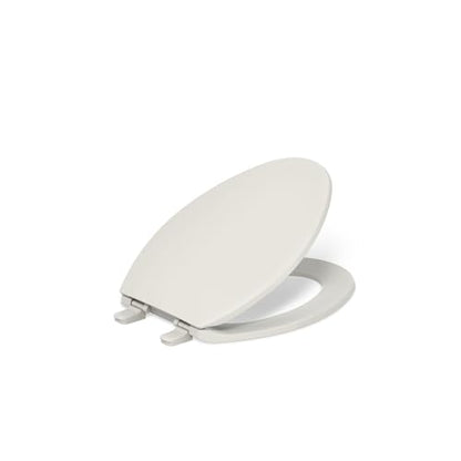 KOHLER K-4774-47 Brevia Elongated Toilet Seat with Quick-Release Hinges And Quick-Attach Hardware For Easy Clean, Almond - color: Almond, size: Elongated