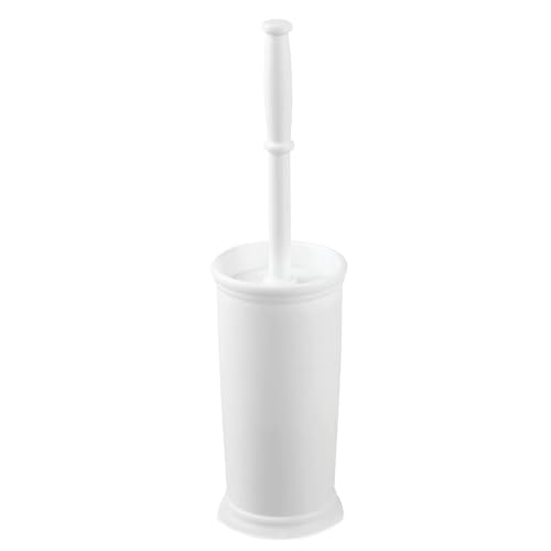 InterDesign Kent Plastic Toilet Bowl Brush Set, Classic Design Slim Compact Bowl Brush and Holder for Bathroom - Sturdy, Deep Cleaning, 4.25" x 4.25" x 16", White - color: White