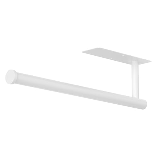 Paper Towel Holder Under Cabinet, Self-Adhesive,No Drilling, Stainless Steel, Wall-Mounted for Kitchen and Bathroom, Easy Install, Durable, Space-Saving, Ideal for Home, RV (White, 1 Pack) - color: White