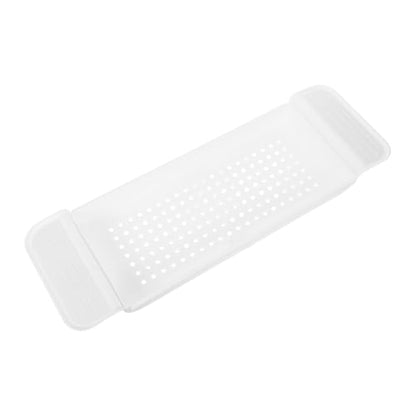 Kisangel Expandable Bathtub Tray and Multihole Drainage Design Gift for Housewarmings with Antislip Foot Pads Plastic Bath Tub Shelf Organizer for Book, Towel, and Drink Holder