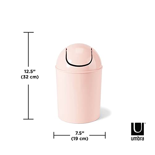 Umbra 1.25 Gallon Mini Waste Can with Removable Swing-Top Lid - Small Garbage Bin for Kitchen, Bathroom, Bedroom, Office - Compact Trash Can Fit Under Tables & Counters - Pink - color: Pink