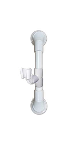 12 in MedGear Wall-Mount Bath Assisting Grab Bar, White & Includes Clip-On Shower Head Holder - color: White