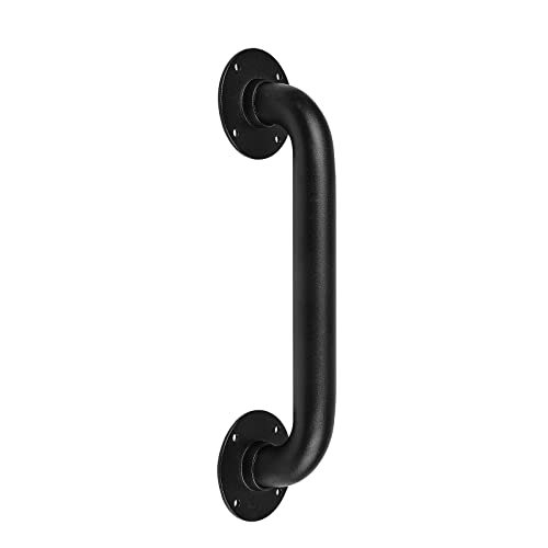 1FT Black Metal Hand Rails for Indoor Stairs, 12in Outdoor Grab Bars | Non-Slip Heavy Duty Metal Handle, Wall Mounted Pipe Handrail, Outdoor Handrails Deck Porch Garage Garden, Door Pull Handle - color: Style B, size: 12 Inch